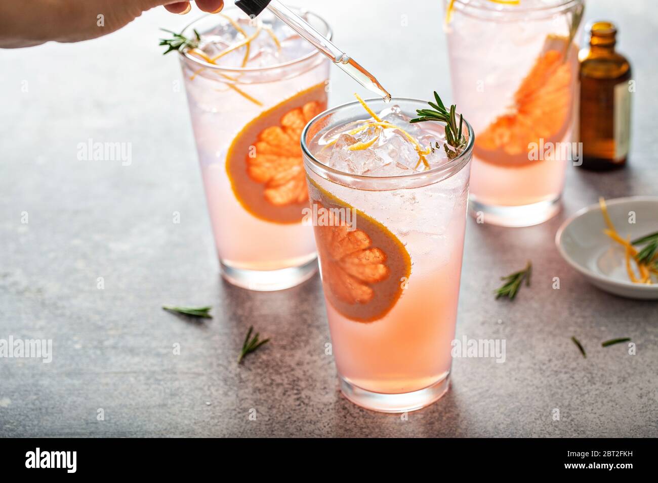 Grapefruit cocktail with rosemary with bitters Stock Photo