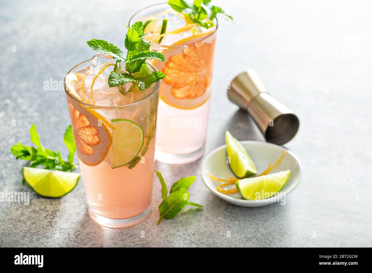 Grapefruit and lime mojito Stock Photo