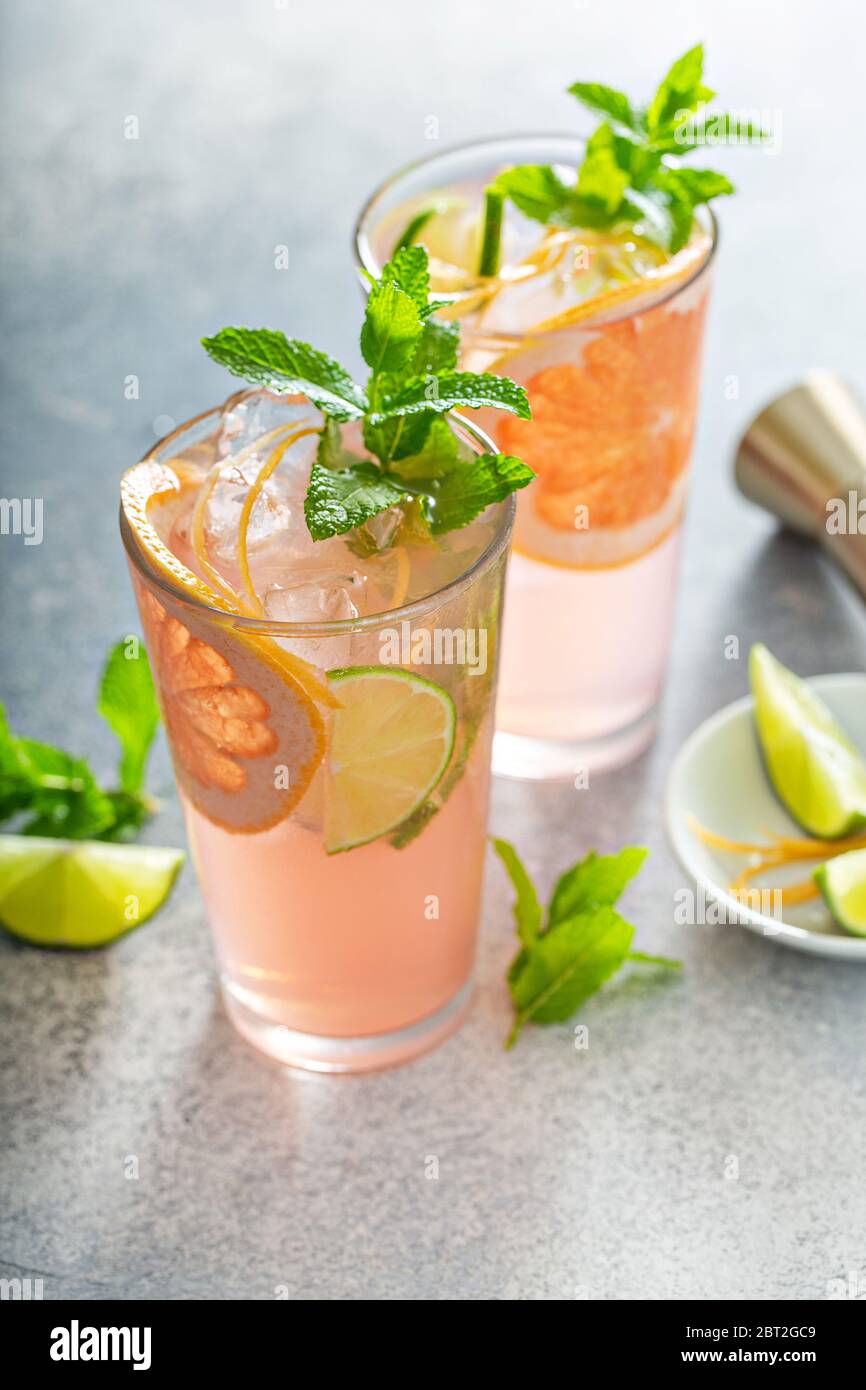Grapefruit and lime mojito Stock Photo