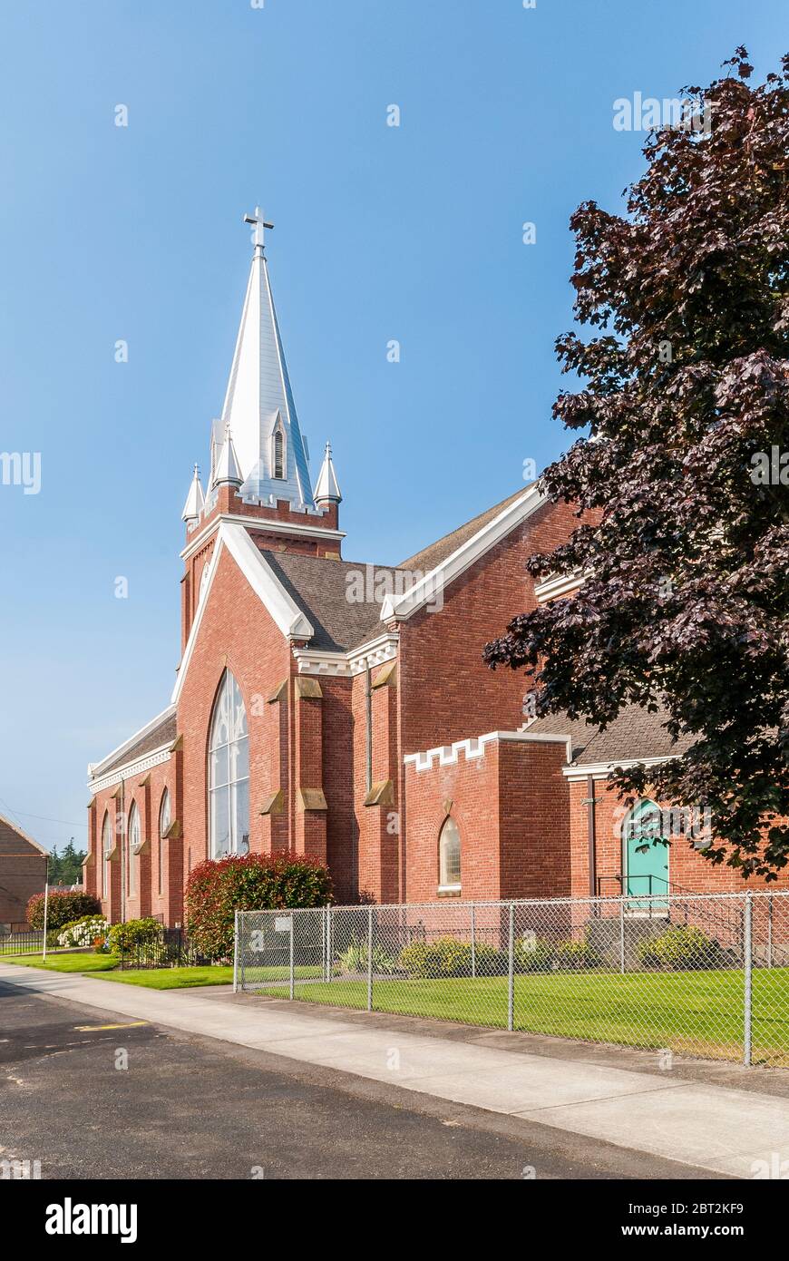 Visitation Catholic Church at 3314 S 58th Street in South Tacoma, Washington. Stock Photo