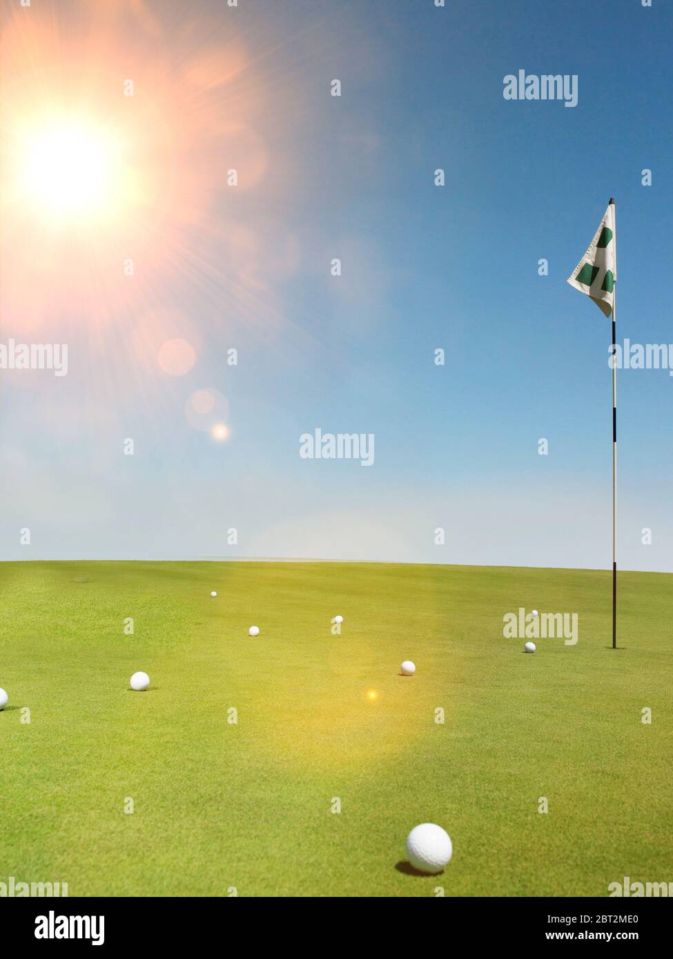 Golf balls on Putting Green Stock Photo Alamy