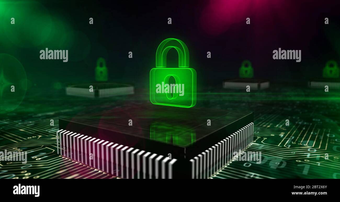 Cyber security abstract concept with padlock symbol. Digital safety ...