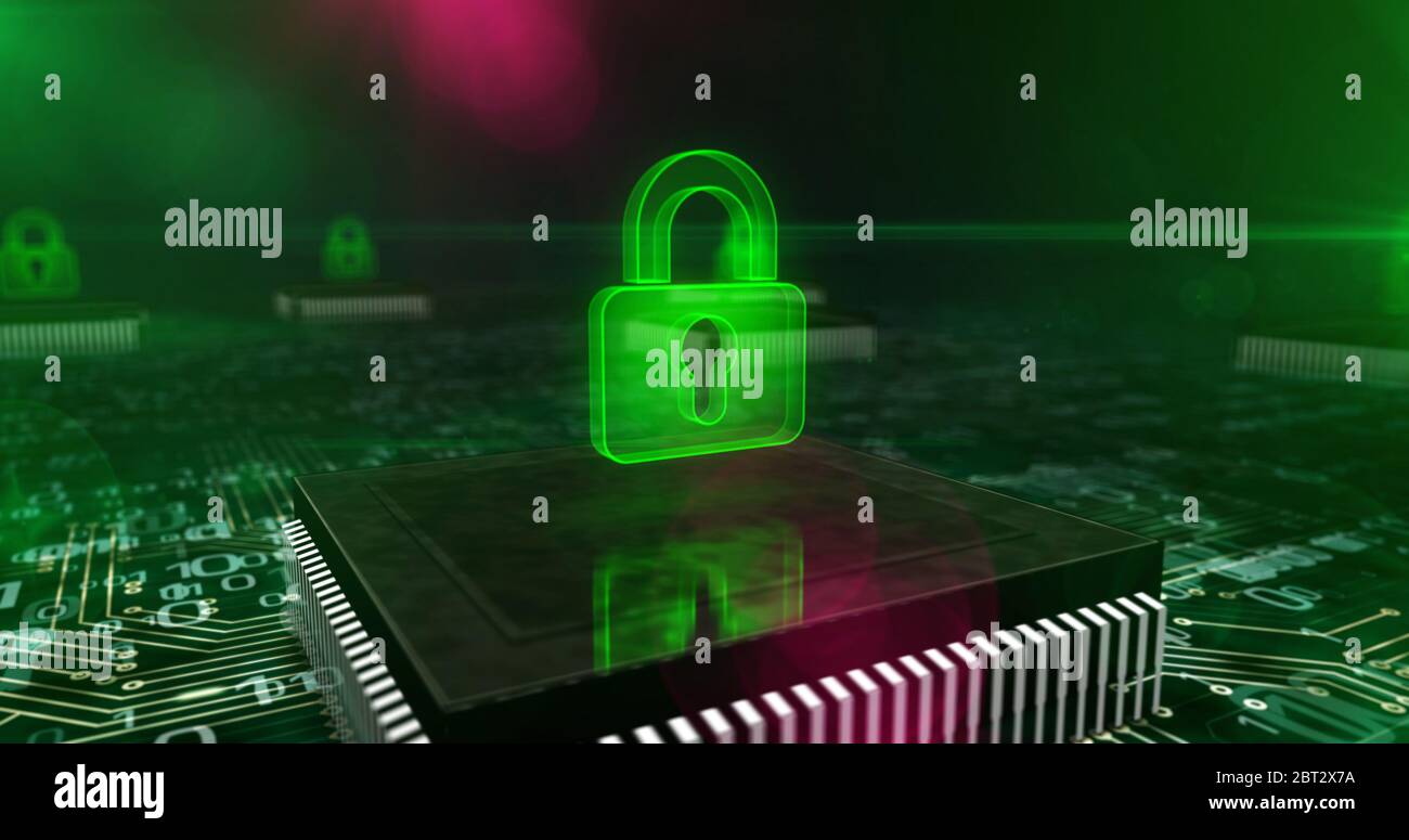 Cyber security abstract concept with padlock symbol. Digital safety ...
