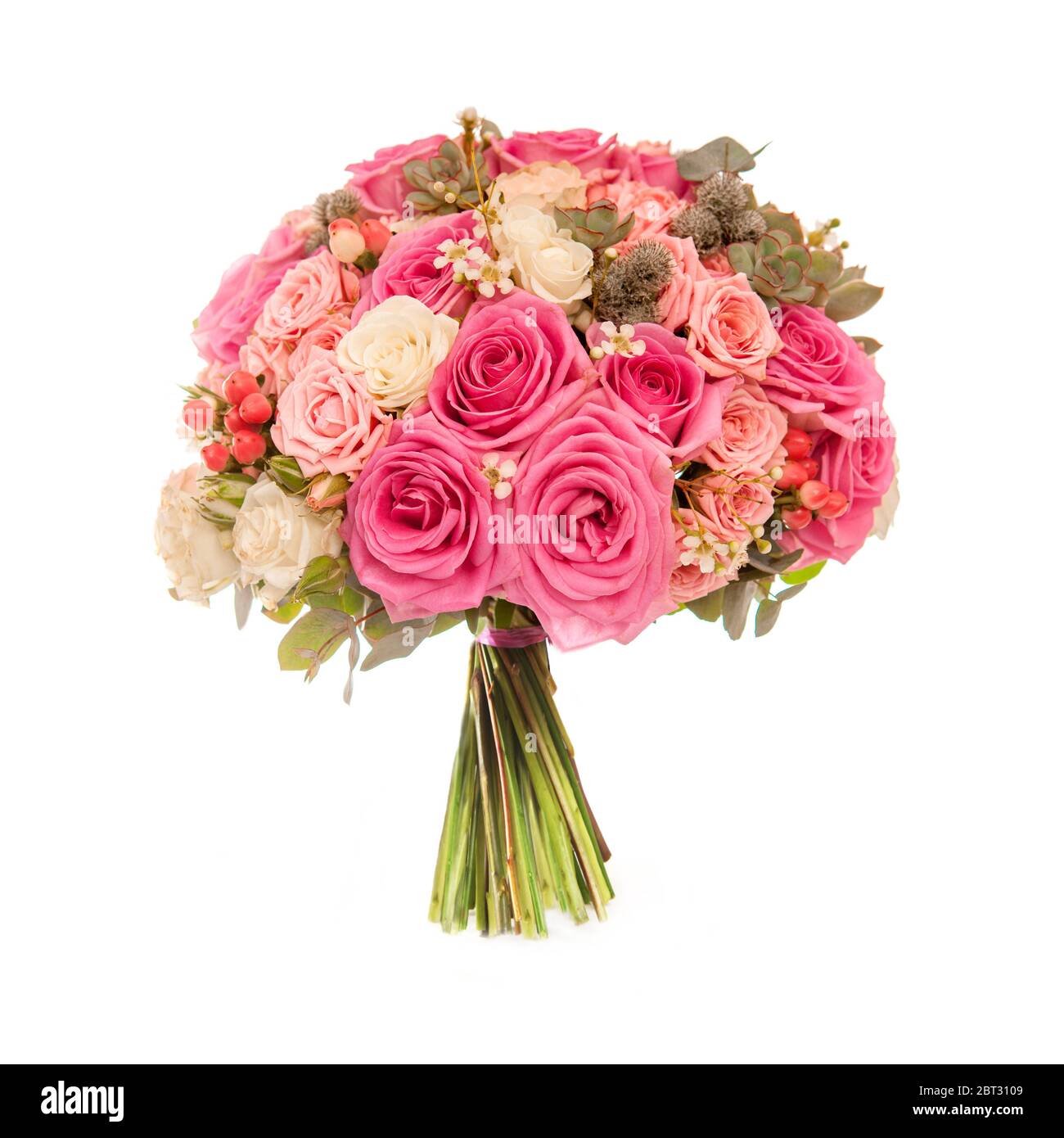 pink wedding bouquet isolated on white background Stock Photo