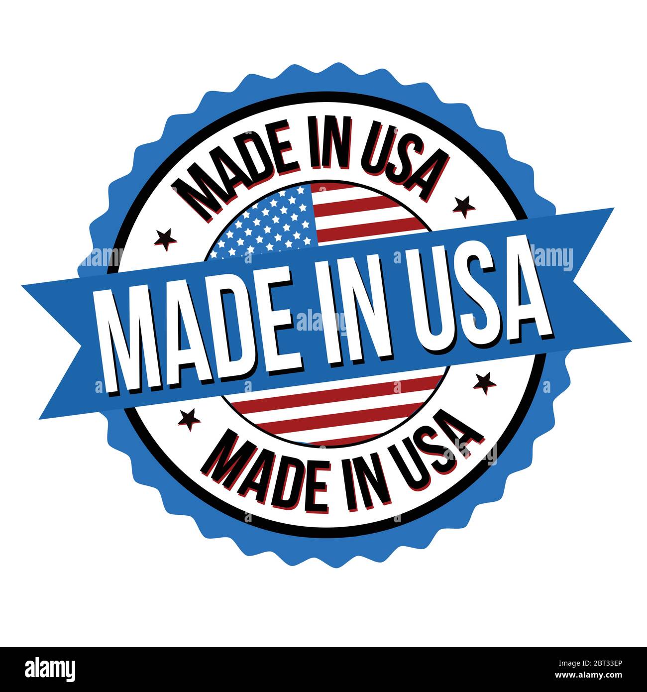 Made in USA label or sticker on white background, vector illustration