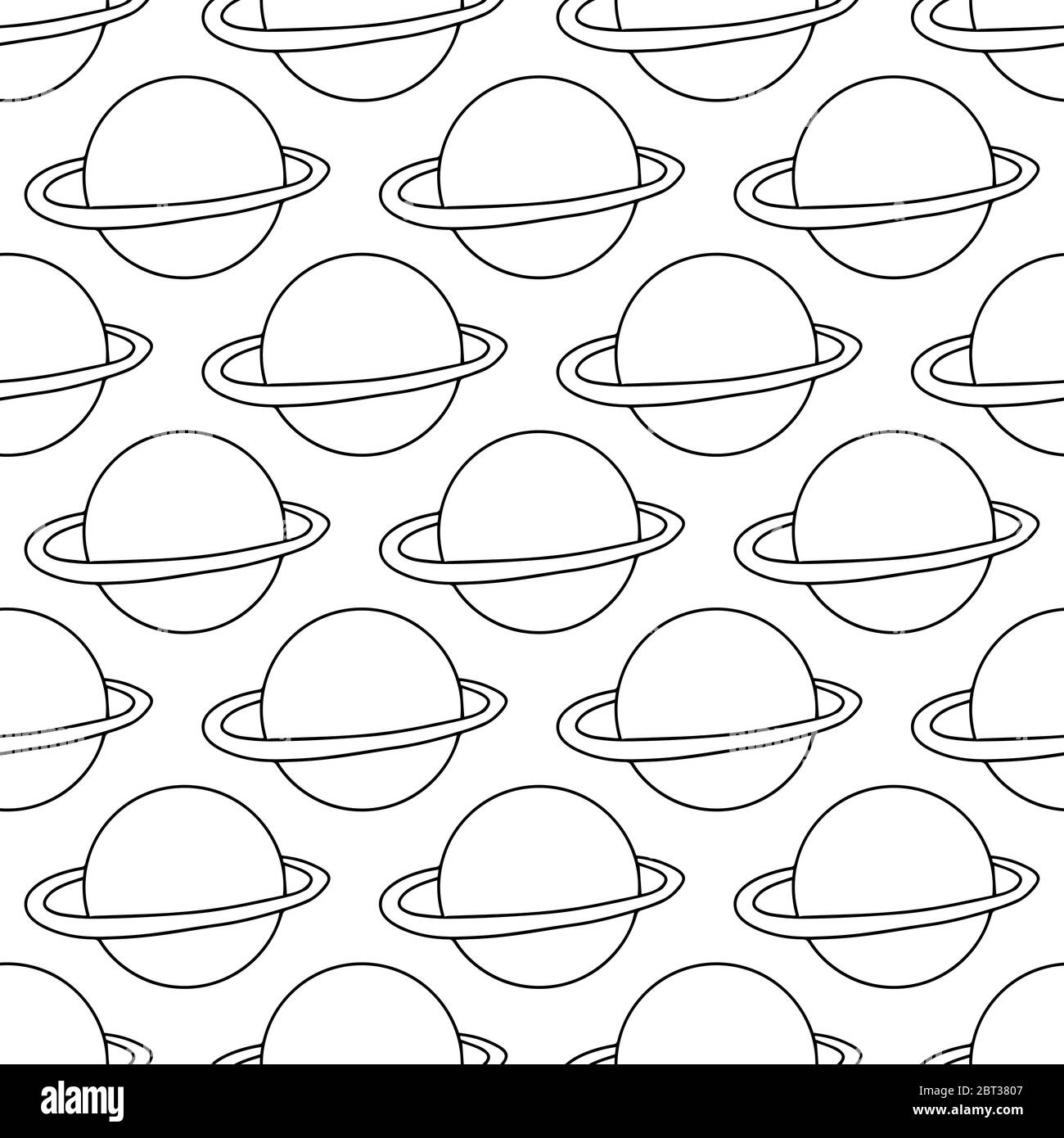 Seamless pattern made from doodle saturn planet. Isolated on white background. Vector stock illustration. Stock Vector
