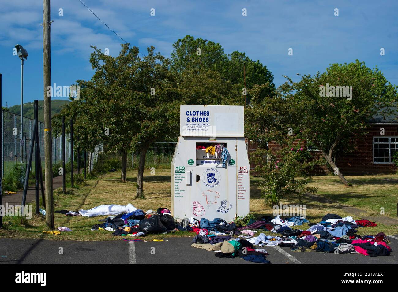 On street clothing donation bin Stock Photo Alamy