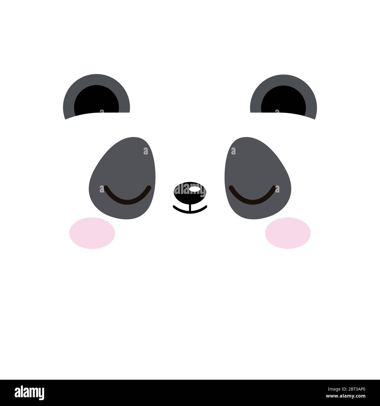 Cute sleeping panda bear emoji face poster isolated on white background. Stock Vector
