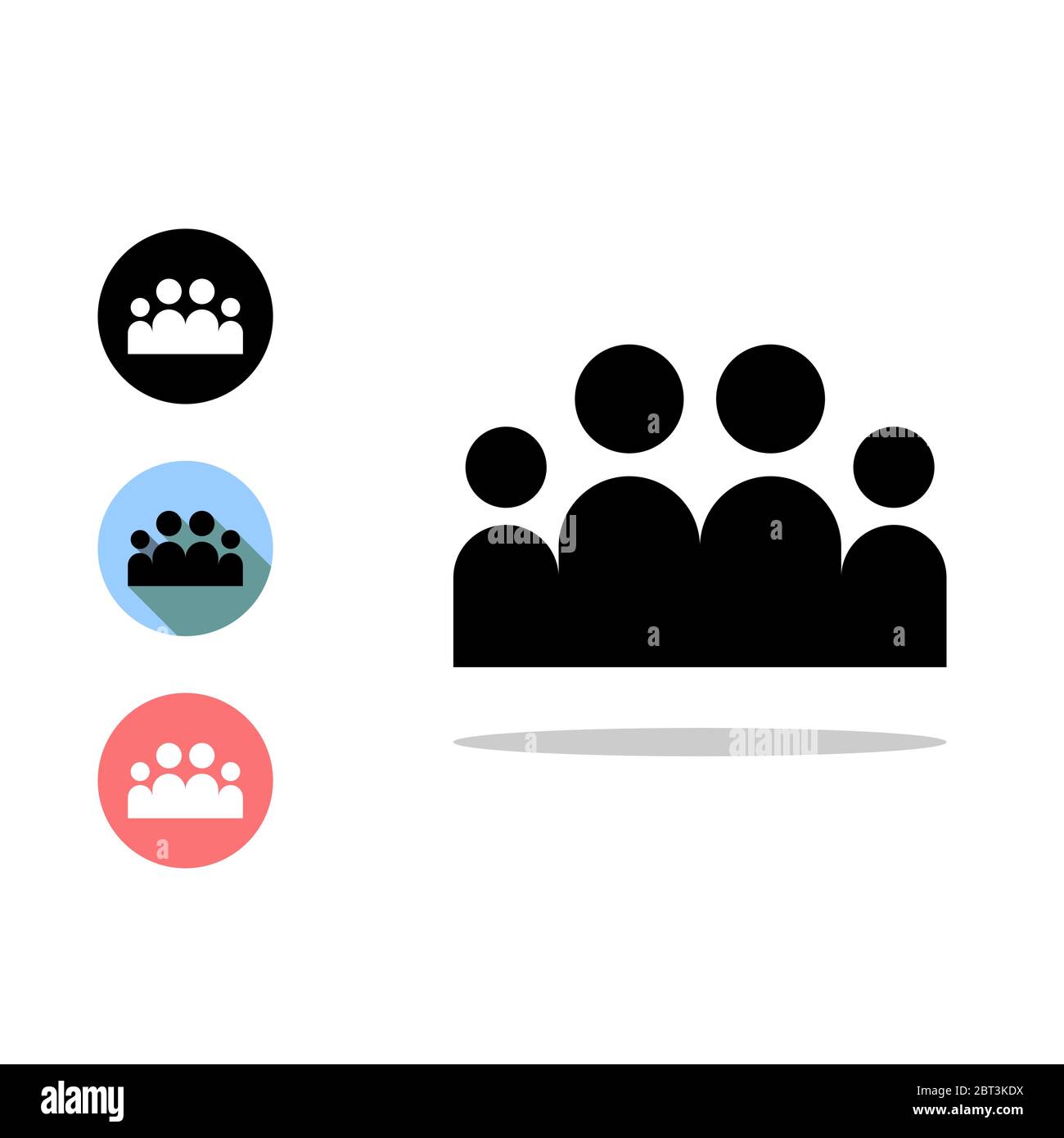 People flat icon, isolated on white background. Stock Vector
