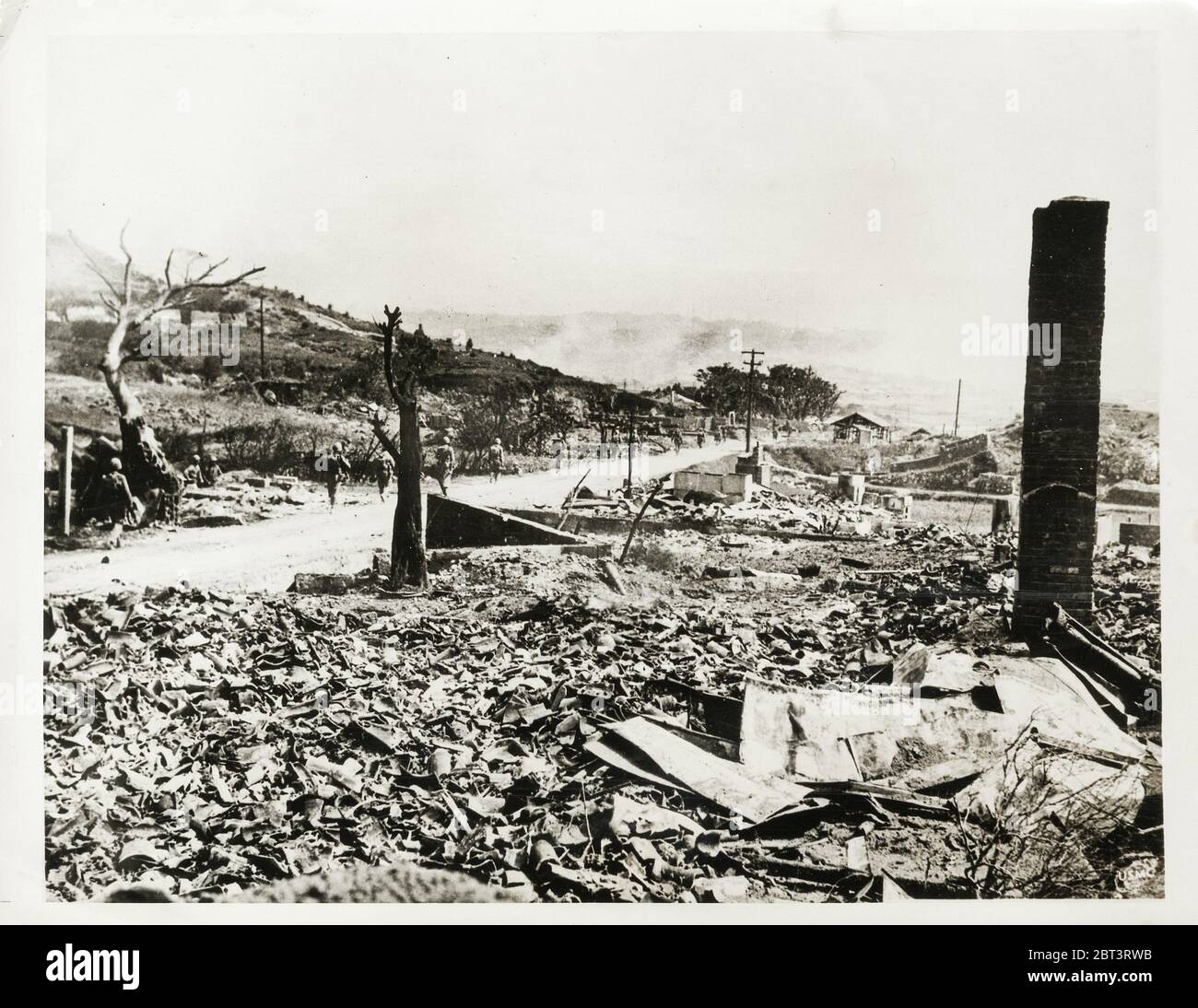 World War II vintage photograph - rubble in Naha, Okinawa after the ...