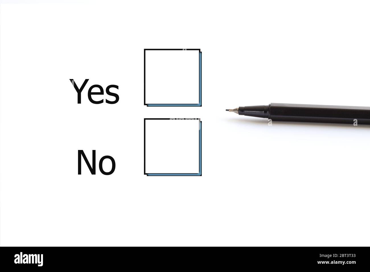 Yes and No Check boxes with black pen on white background. Choice, voting  concept Stock Photo - Alamy