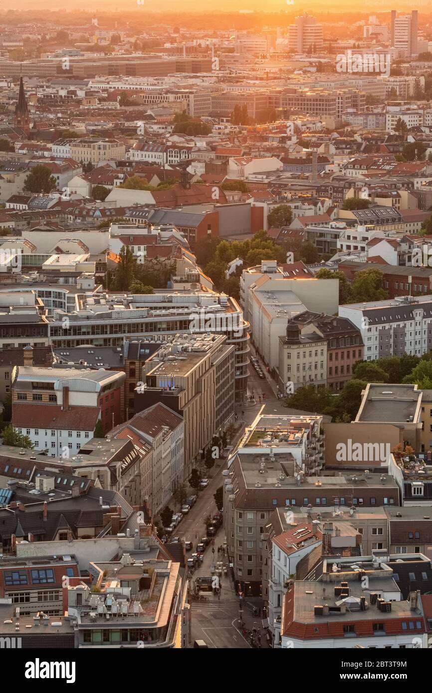 Cityscape of Berlin at sunset Stock Photo