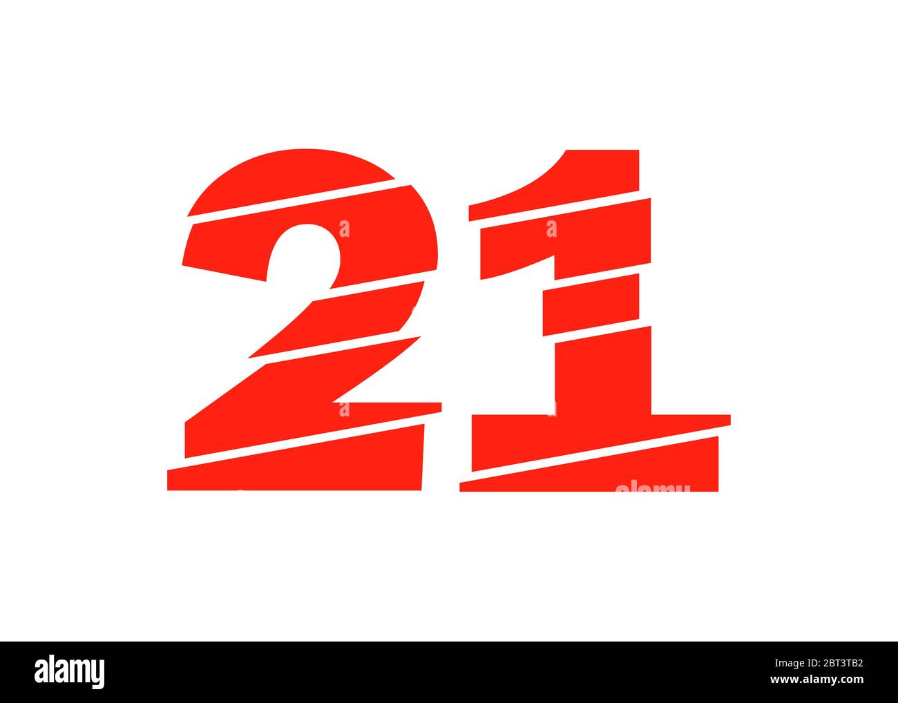 Modern Red 21 Number Design Vector Illustration. Numeral Vector Trendy ...