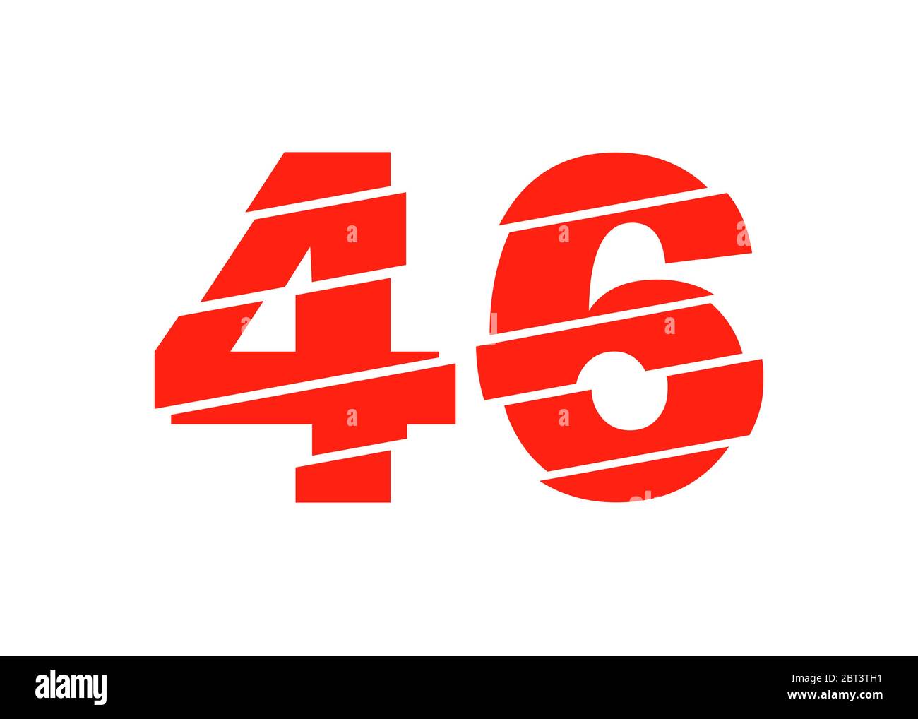 Modern Red 46 Number Design Vector Illustration. Numeral Vector Trendy Flat Line Style. Vector Elements Illustration Template for Web Design or Greeti Stock Vector