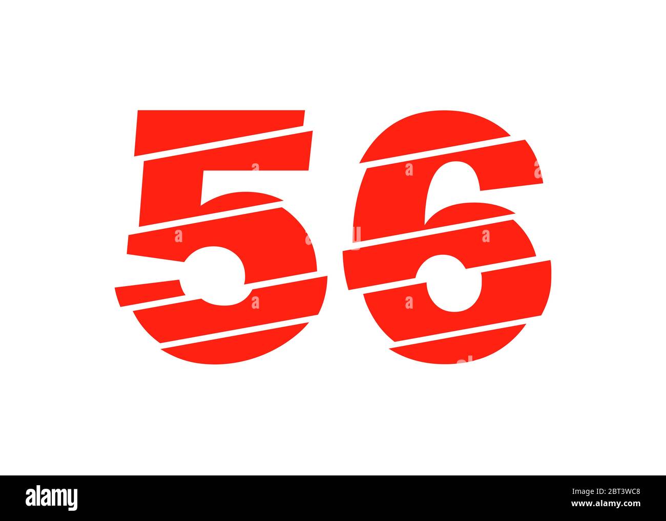 Modern Red 56 Number Design Vector Illustration. Numeral Vector Trendy