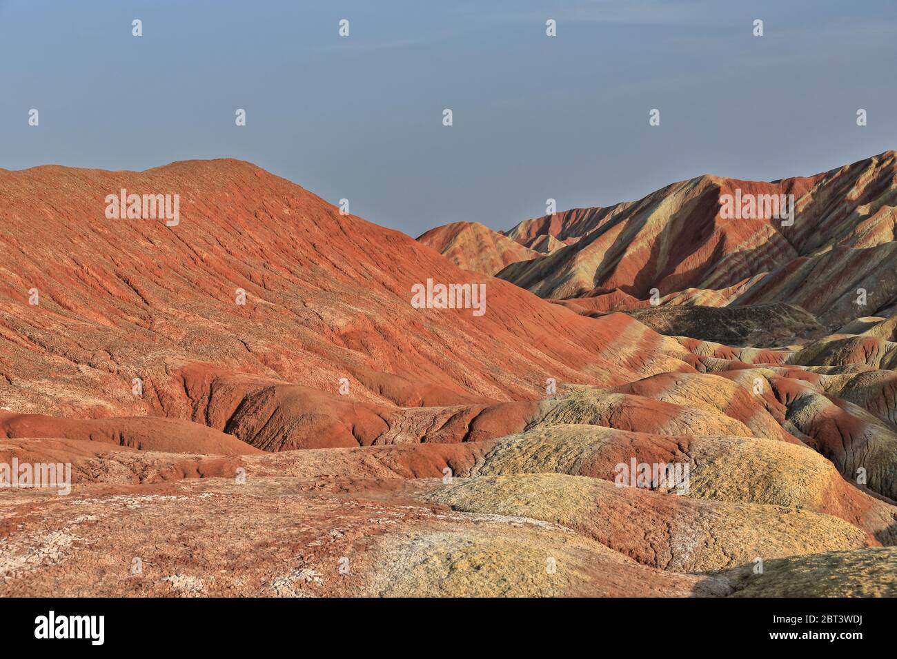 Seven-Color-Mountain landform from Colorful-Clouds Observation Deck. Zhangye Danxia-Qicai Scenic Spot-Gansu-China-0894 Stock Photo