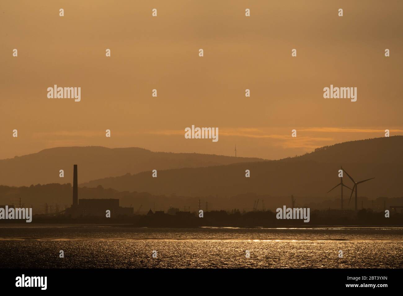 Uskmouth B Power Station, Newport, Wales, UK. 16th May 2020. Uskmouth B power station near Newport at sunset. In 2006, the station was used as a locat Stock Photo