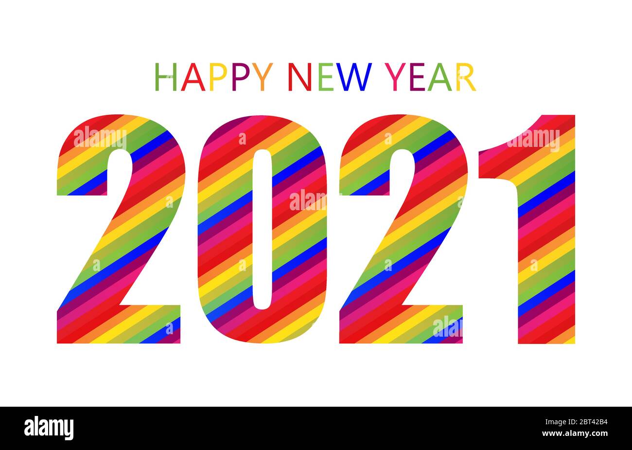 Rainbow Happy New Year 2021 Design Template Modern Design For Calendar Invitations Greeting Cards Holidays Flyers Or Prints Stock Vector Image Art Alamy