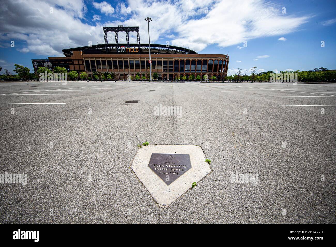 New York, N.Y/USA – 22nd May 2020: Markers showing Shea Stadium's home plate  in the lot of Citi Field. Credit: Gordon Donovan/Alamy Live News Stock  Photo - Alamy