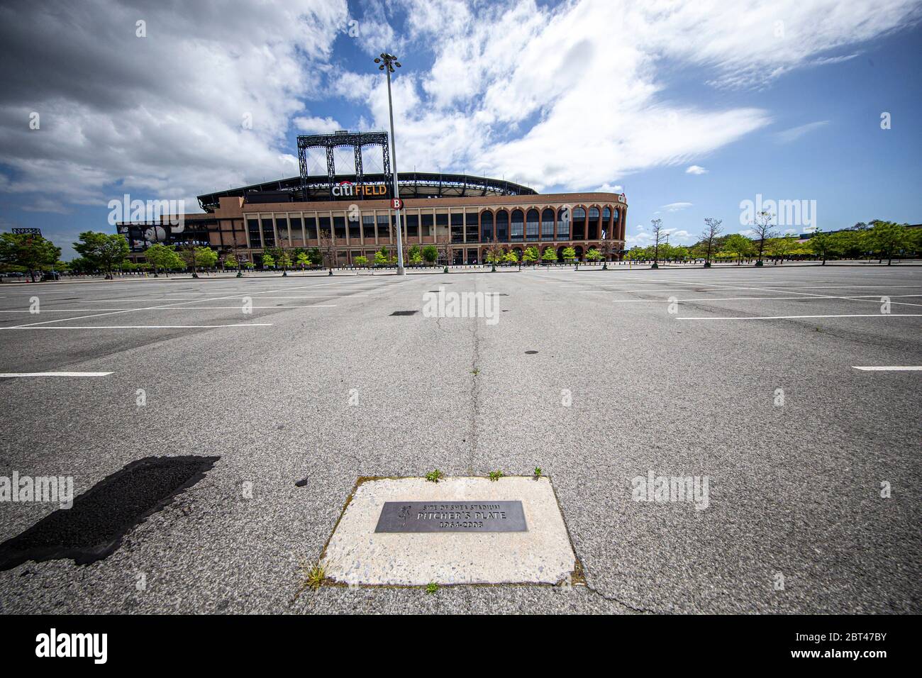 New York, N.Y/USA 22nd May 2020 Markers showing Shea Stadium’s home plate in the lot of Citi
