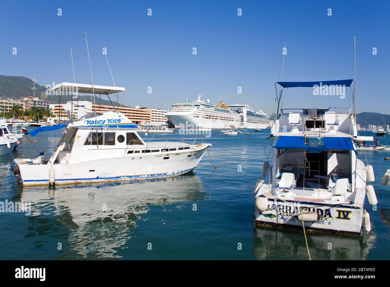 Charter fishing boats in Old Town, Acapulco City, State of Guerrero, Mexico, North America Stock Photo