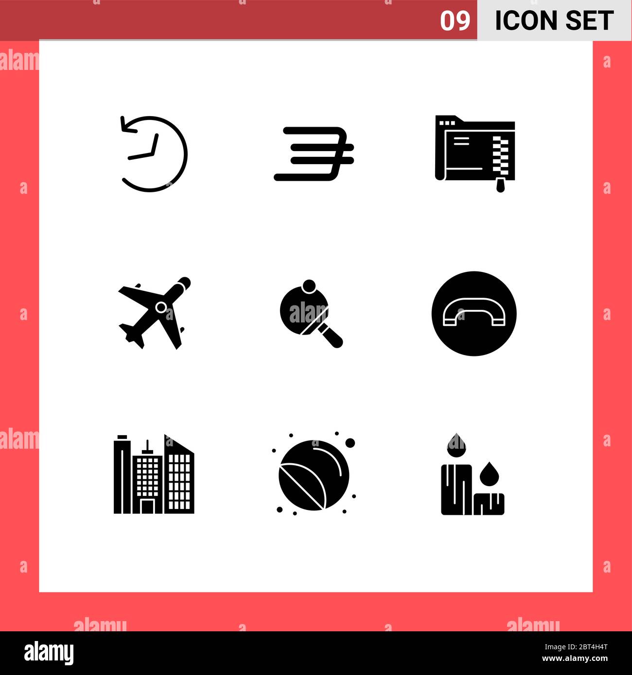 Modern Set of 9 Solid Glyphs Pictograph of tennis, racket, server, pong, plane Editable Vector Design Elements Stock Vector