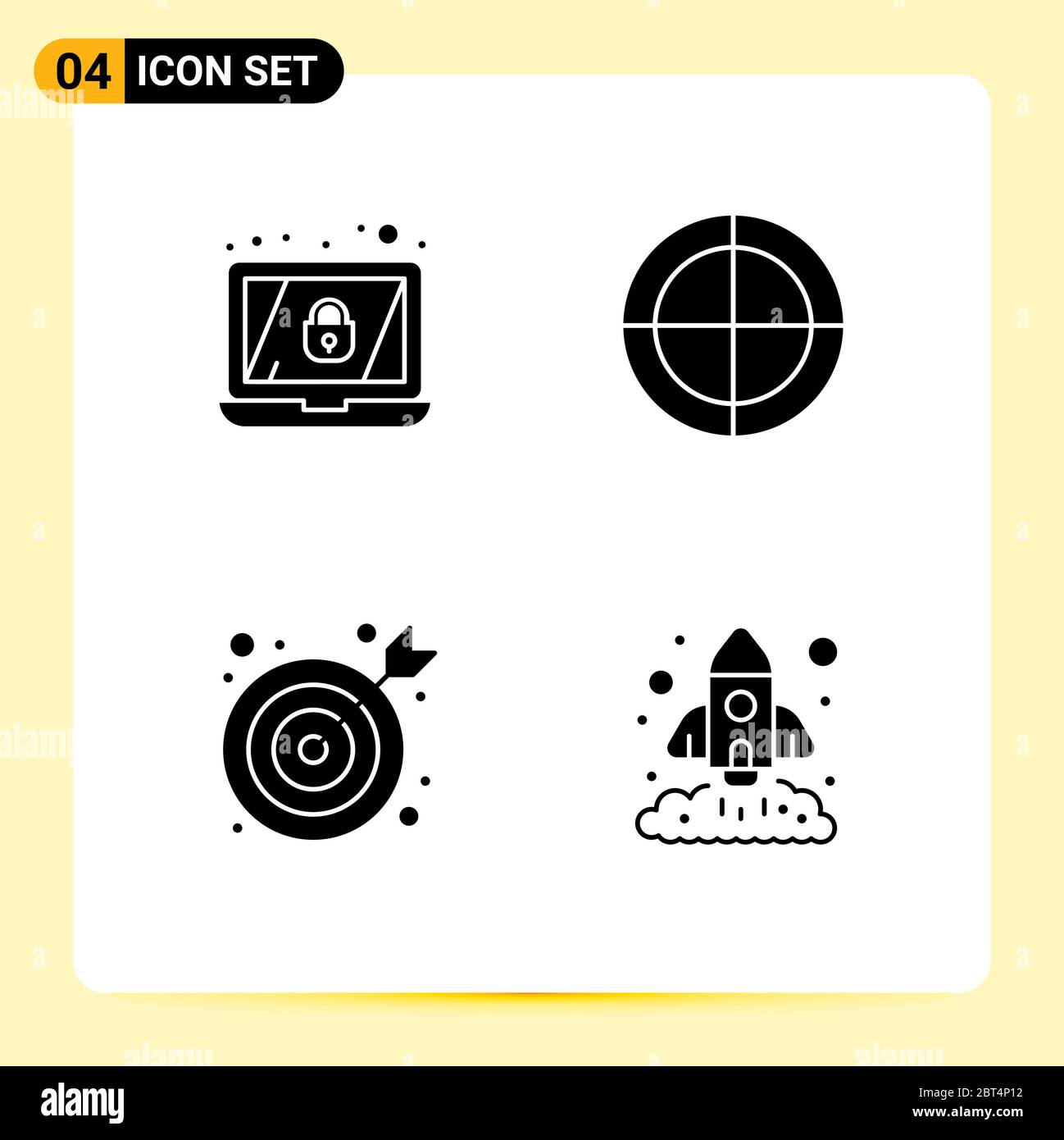 Group of Solid Glyphs Signs and Symbols for encryption, office, bulls ...