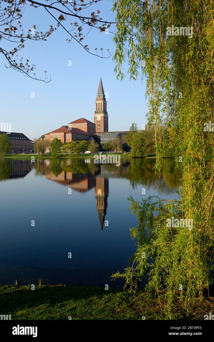 reflection of the town hall in miniature kiel Stock Photo