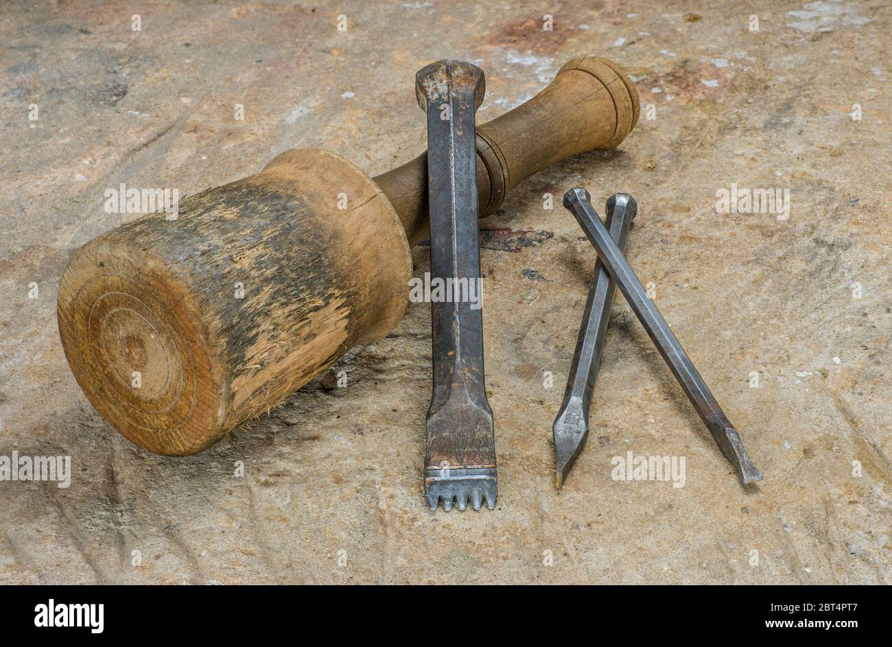 tool, sculptor, stonemason, chisel, sledges, gavel, hammer, still life, tool, Stock Photo