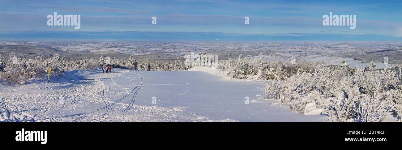 saxony, erz-mountains, mountain, blue, tree, winter, wood, ice, ski runway, Stock Photo