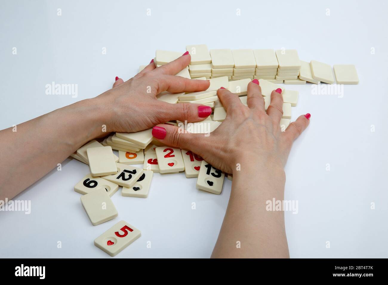 Turkish board game Okey (Rummikub). Stack composition with game pieces