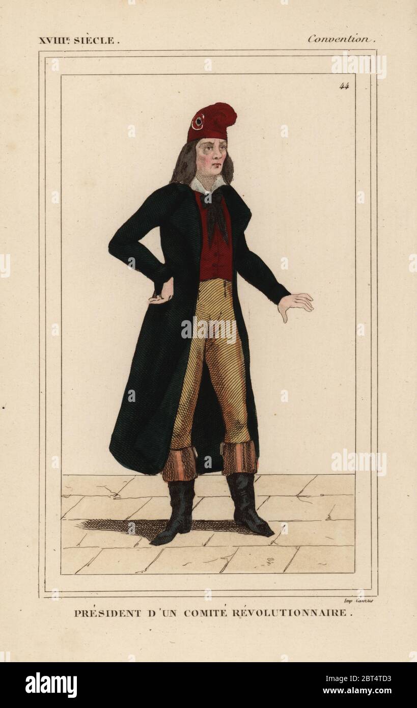 President of a revolutionary committee, National Convention era, French  Revolution. Handcoloured lithograph from Le Bibliophile Jacob aka Paul  Lacroix's Costumes Historiques de la France (Historical Costumes of  France), Administration de Librairie, Paris,