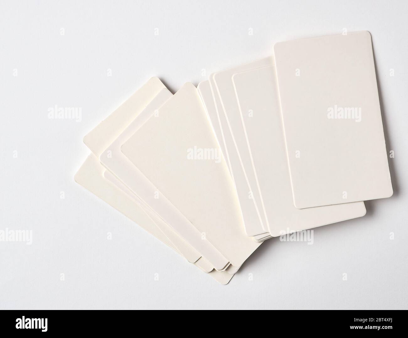 Rectangle Paper Top View stack of blank rectangular paper white business cards on a white ...
