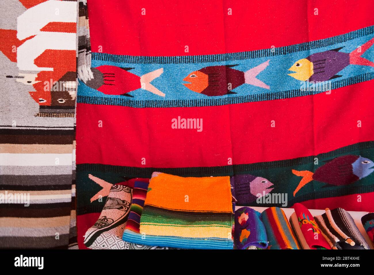 Mexican blankets on Mahahaul Beach, Costa Maya, Quintana Roo, Mexico