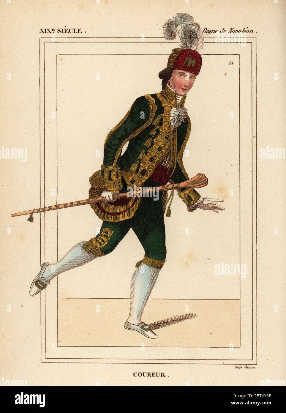 Livery of a French courier, Napoleonic era. Handcoloured lithograph by ...