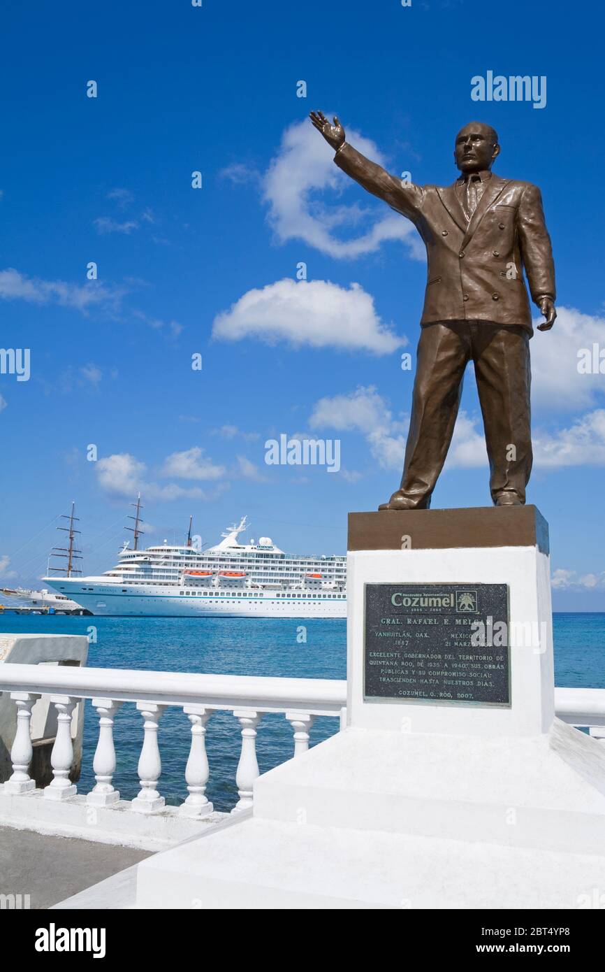 Statue of Rafael E. Melgar on Cozumel Island, Quintana Roo, Mexico Stock Photo