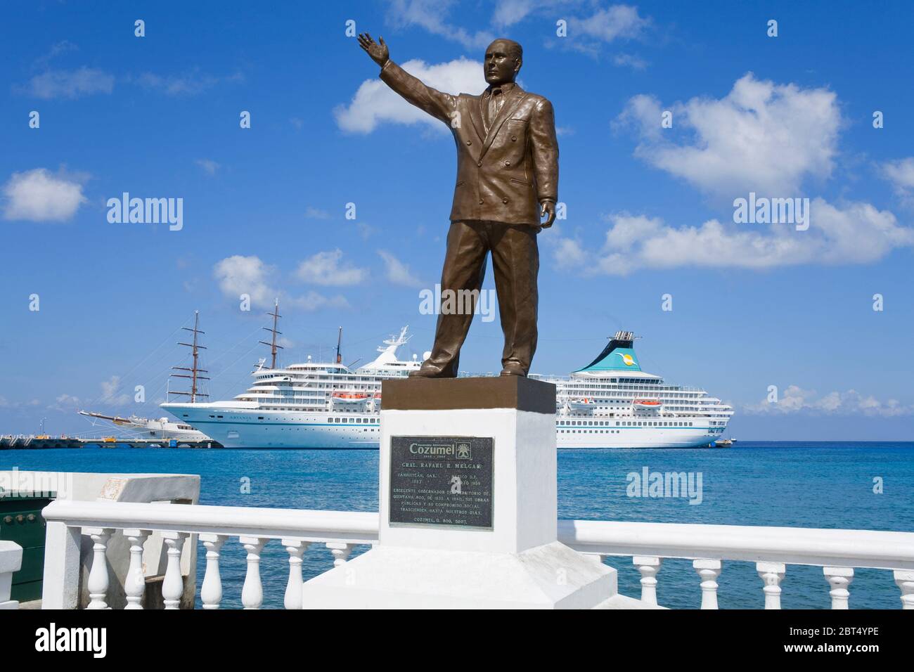Statue of Rafael E. Melgar on Cozumel Island, Quintana Roo, Mexico Stock Photo