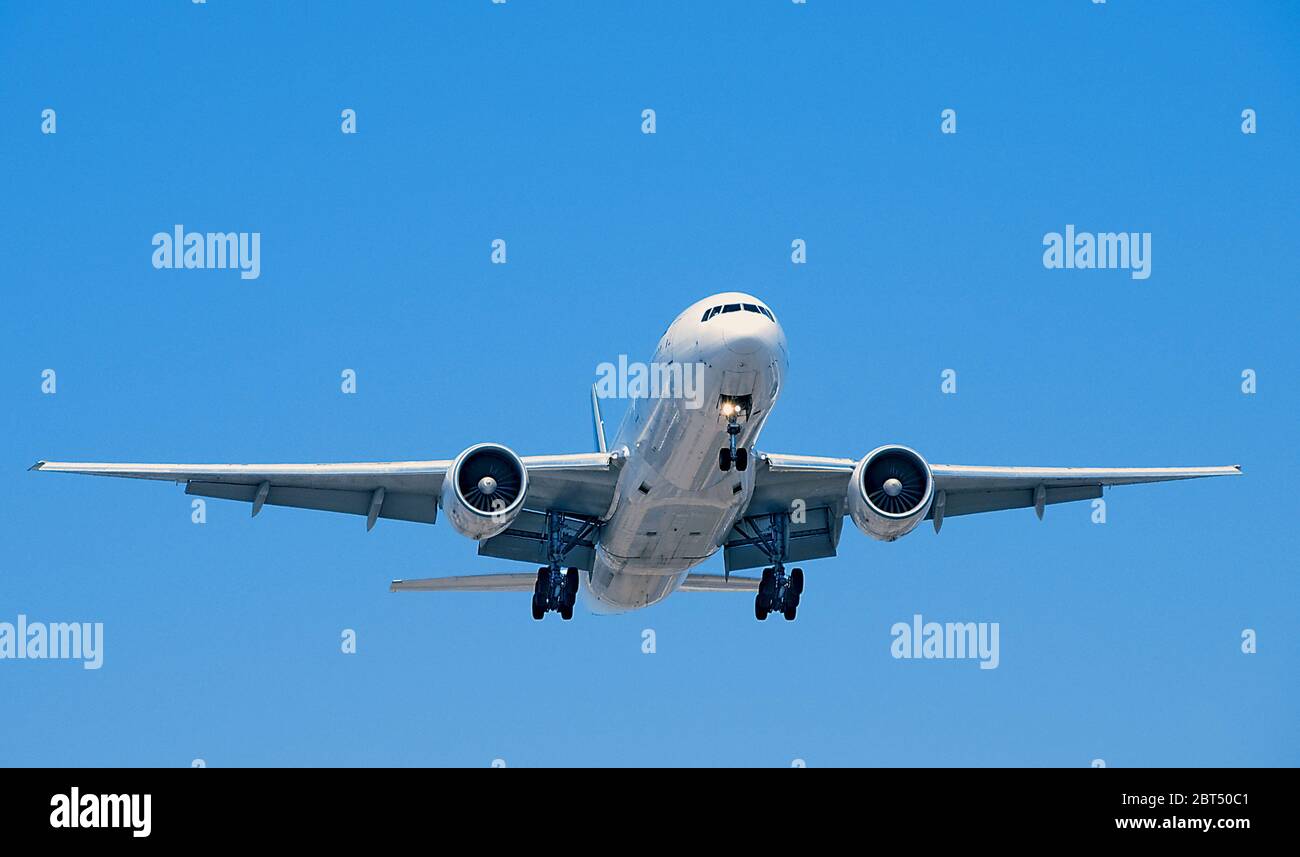 Blank White Being 777 Jet Airplane Stock Photo