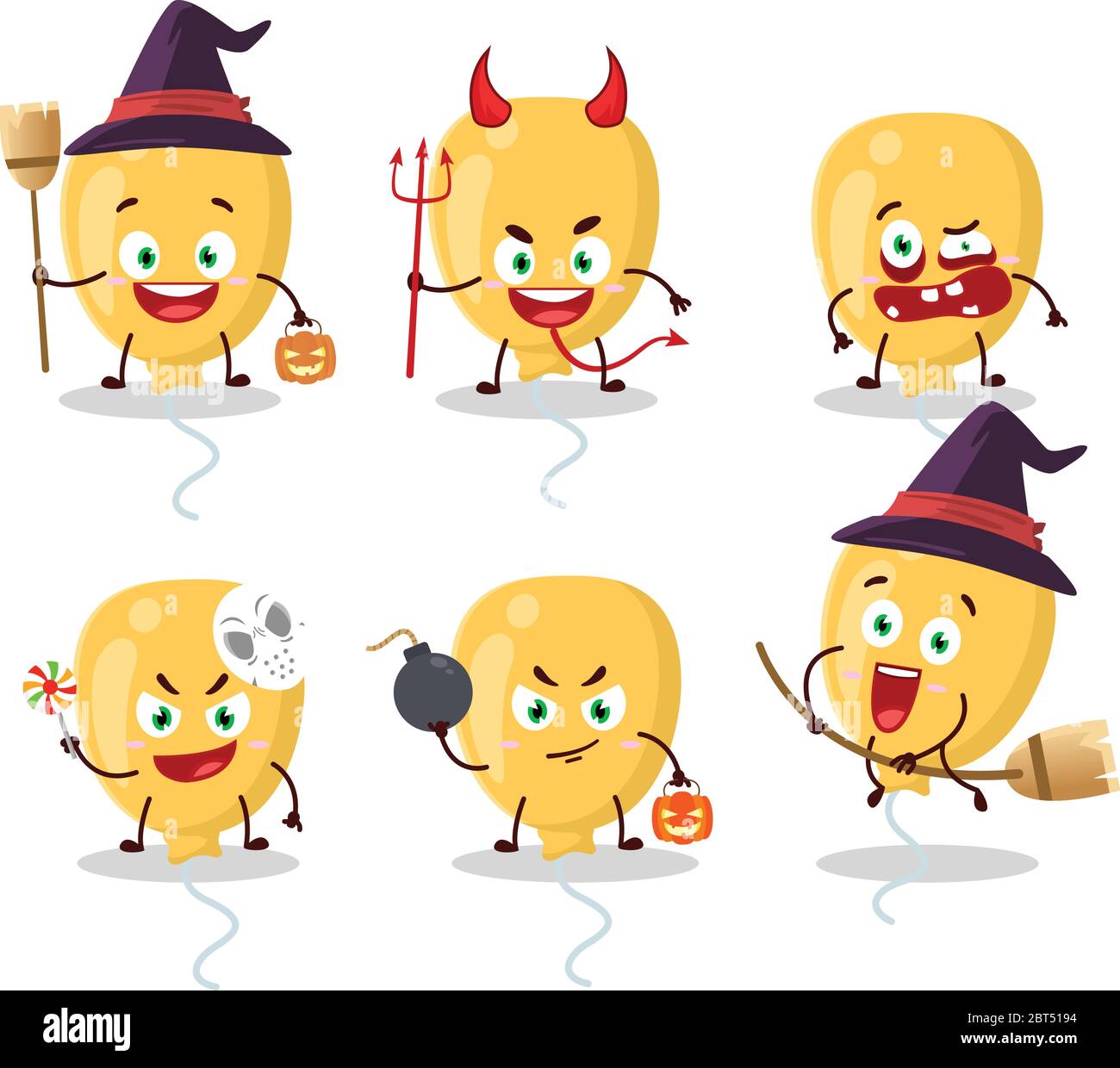 Halloween expression emoticons with cartoon character of yellow baloon ...