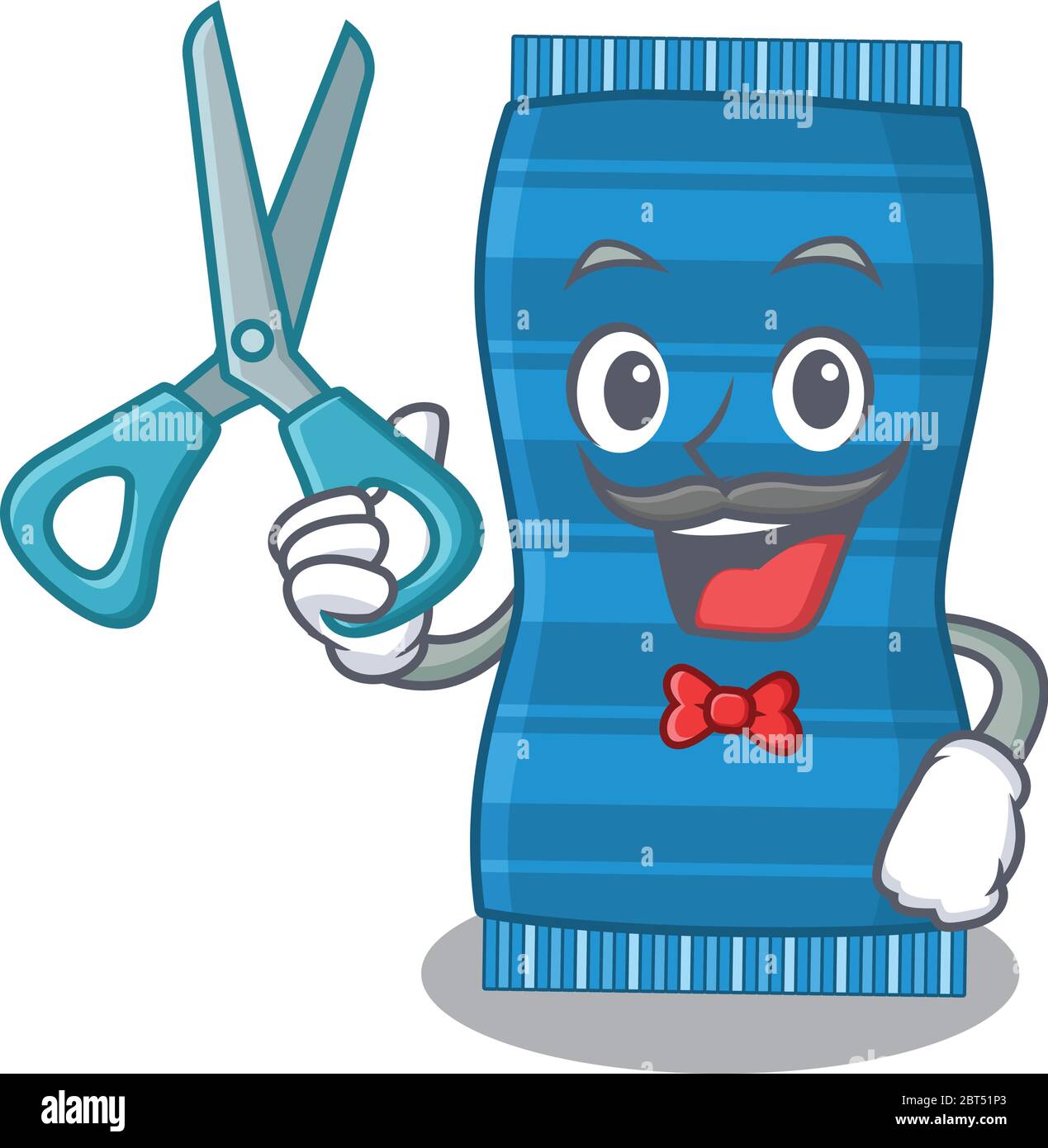 Beach towel cartoon character design as talented barber Stock Vector