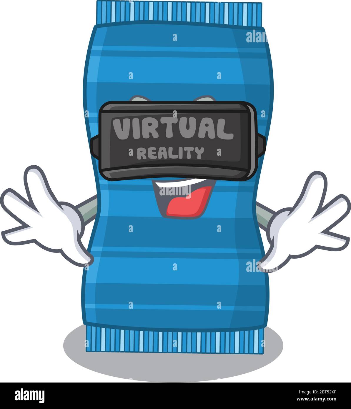 A cartoon image of beach towel using modern Virtual Reality headset