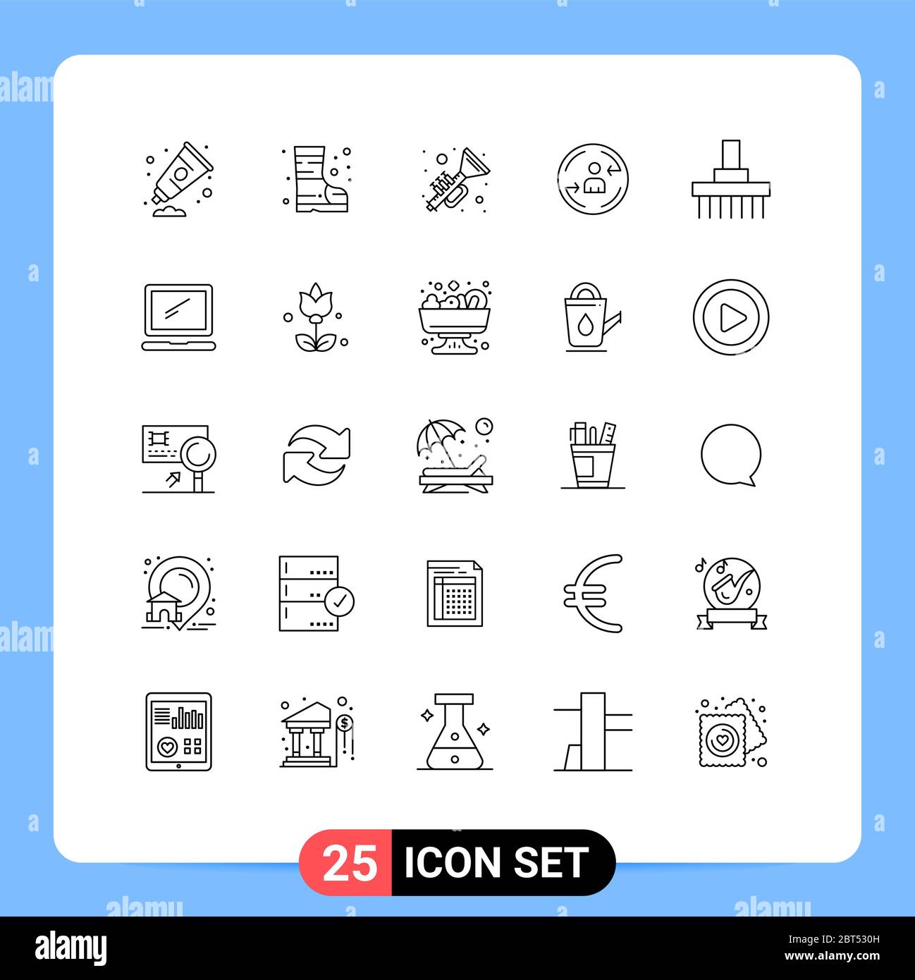 Set of 25 Modern UI Icons Symbols Signs for front, combine, ireland, marketing, visiter Editable Vector Design Elements Stock Vector