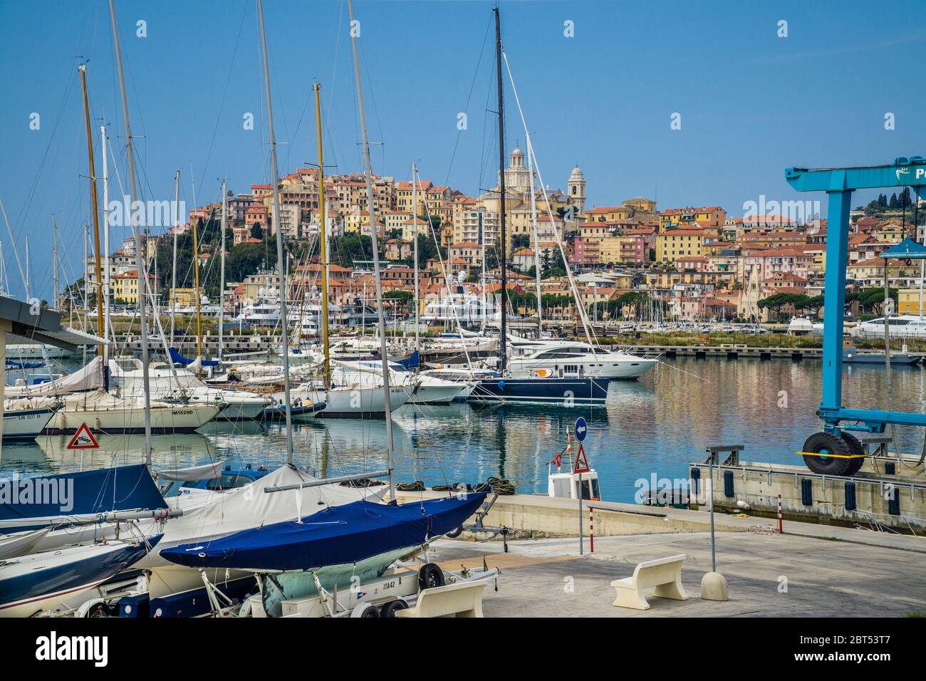 yacht harbour of Imperia Porto Maurizio, Riviera di Ponente, Liguria, Italy Stock Photo