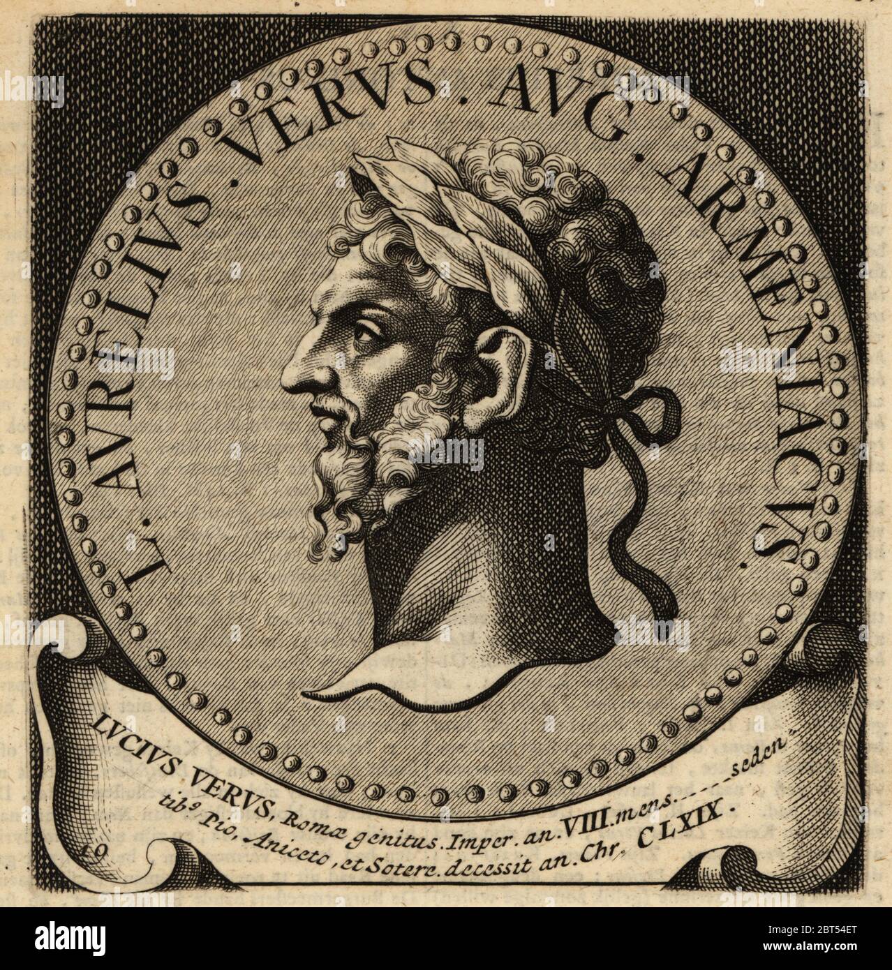 Roman Emperor Lucius Verus, 130AD-169AD. Lucius Aurelius Verus Augustus
