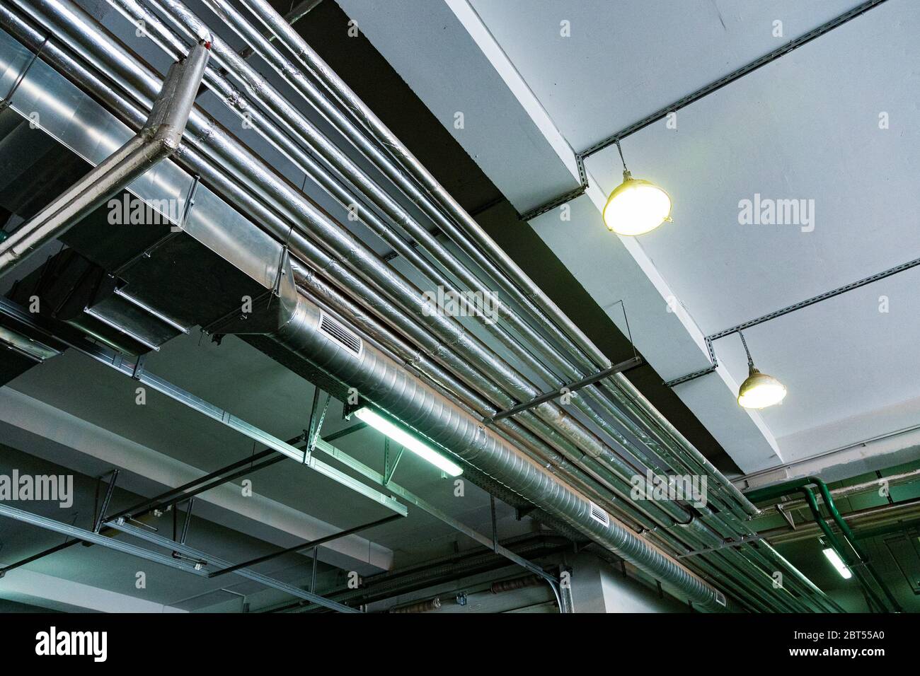 The metal pipes under the ceiling Stock Photo Alamy