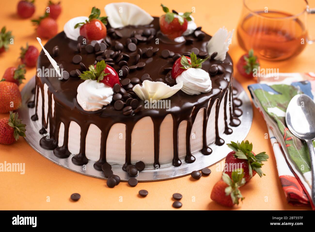 Vanilla Cake With Hot Chocolate Topping With Glazed Strawberry Chocolate Cake With Chocolate Ganache Stock Photo Stock Photo Alamy Vanilla Cake With Hot Chocolate Topping With Glazed Strawberry Chocolate Cake With Chocolate Ganache Stock Photo Stock Photo Alamy