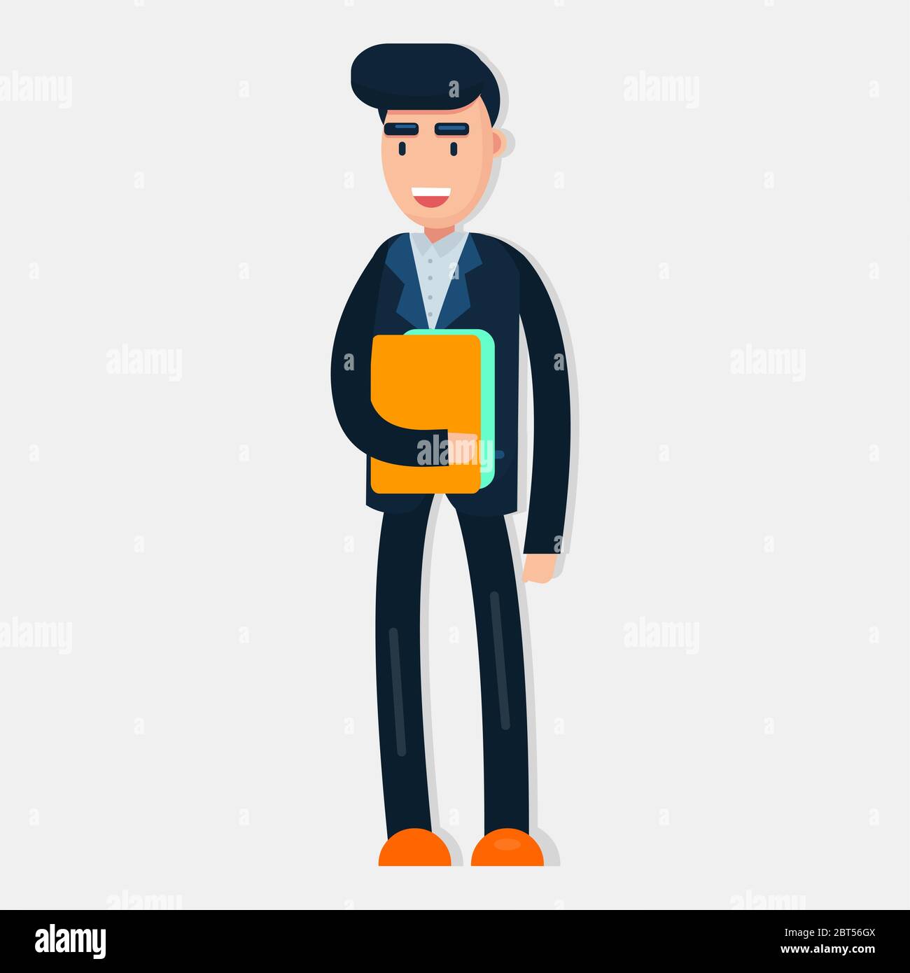businessman holding the document  files  data isolated vector illustration Stock Vector