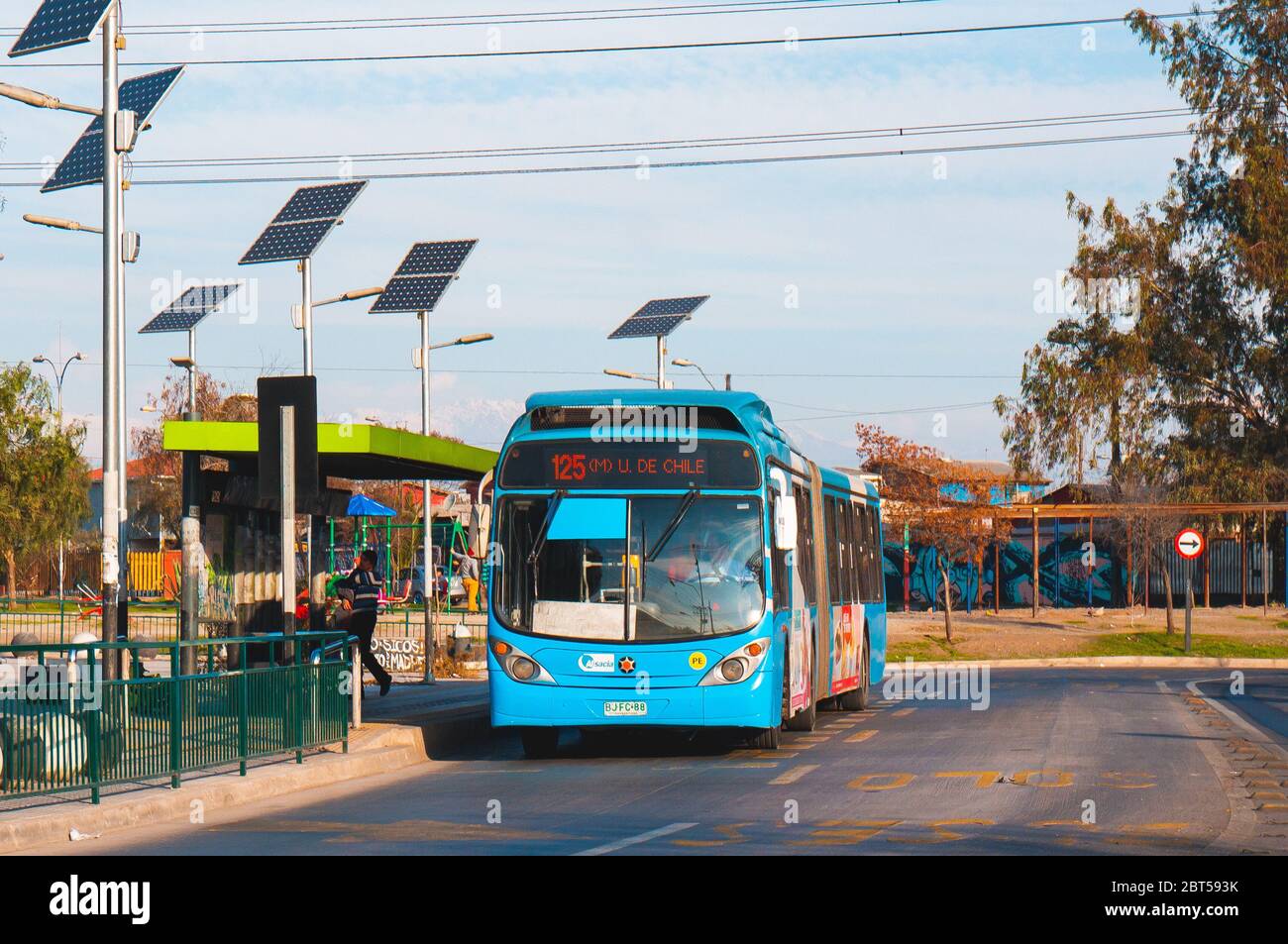 SANTIAGO, CHILE - AUGUST 2015: A transantiago bus in Santiago Stock