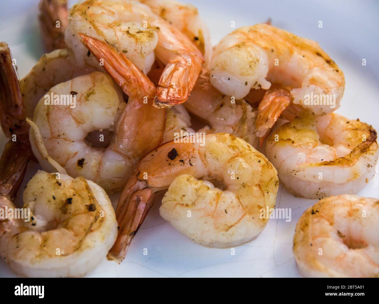 Jumbo shrimp cooking on a grill Stock Photo Alamy