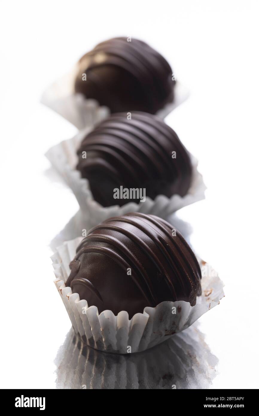 Chocolate eclairs in muffin cups Stock Photo